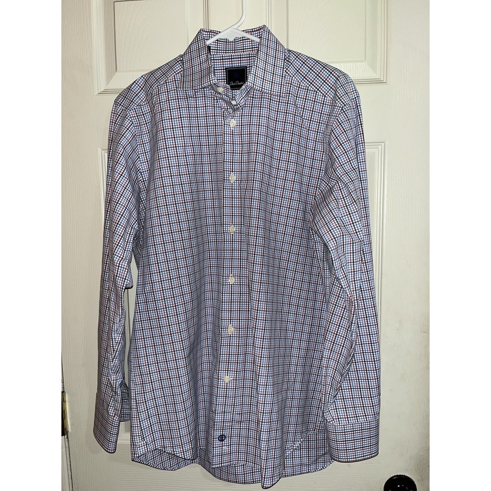 David Donahue dress shirt Checkered Multicolor Button Up Size 15.5 Medium